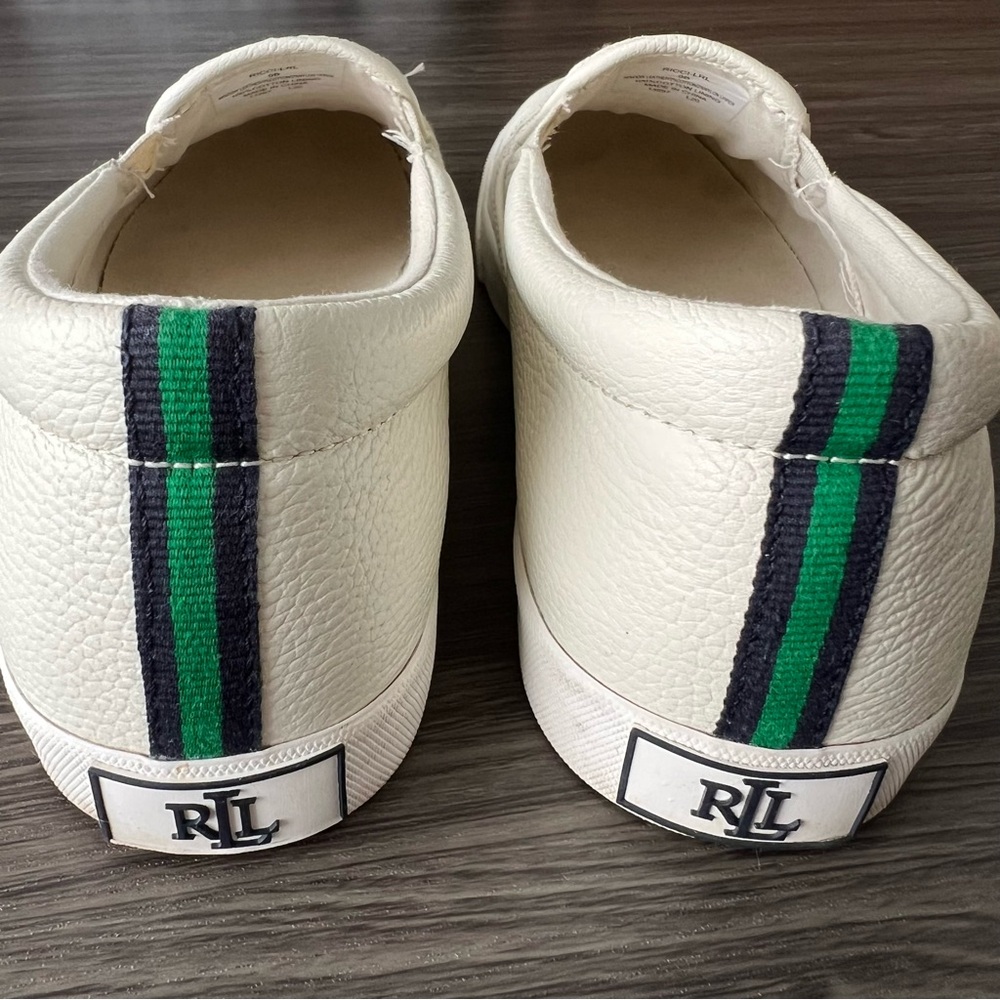 Ralph Lauren Off-White Embossed Slip-Ons sz 9 - Picture 3 of 8